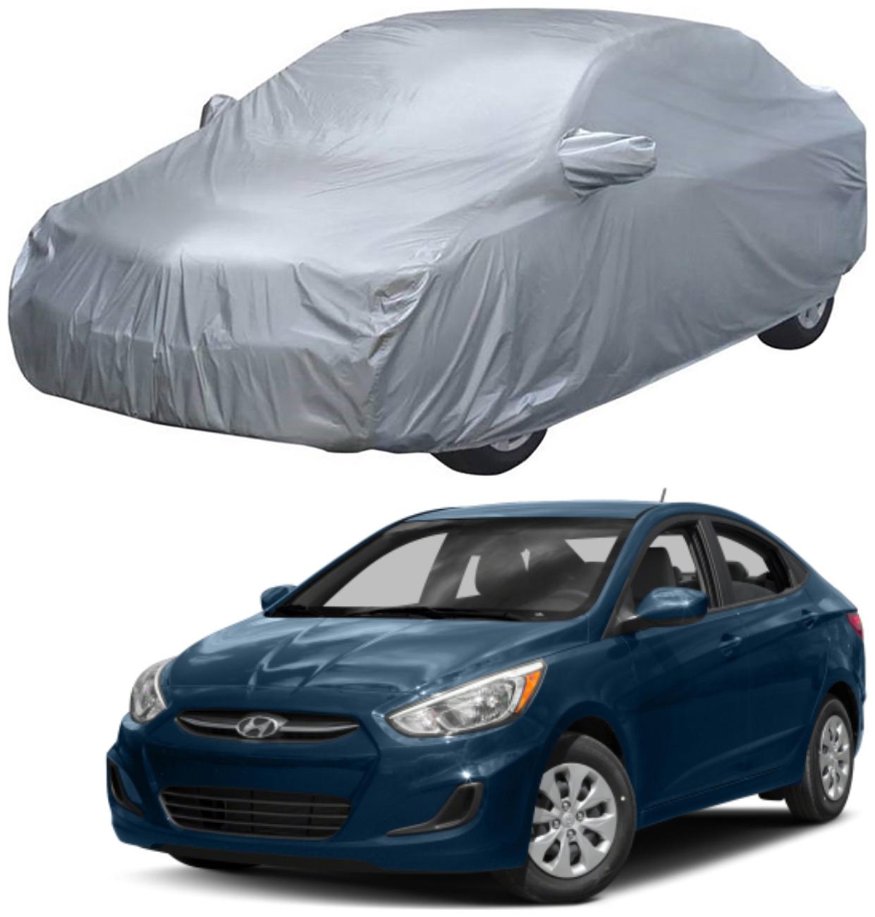 

AutoRetail Hyundai Accent Silver Matty Car Body Cover for 2011 Model (Mirror Pocket Triple Stiched)