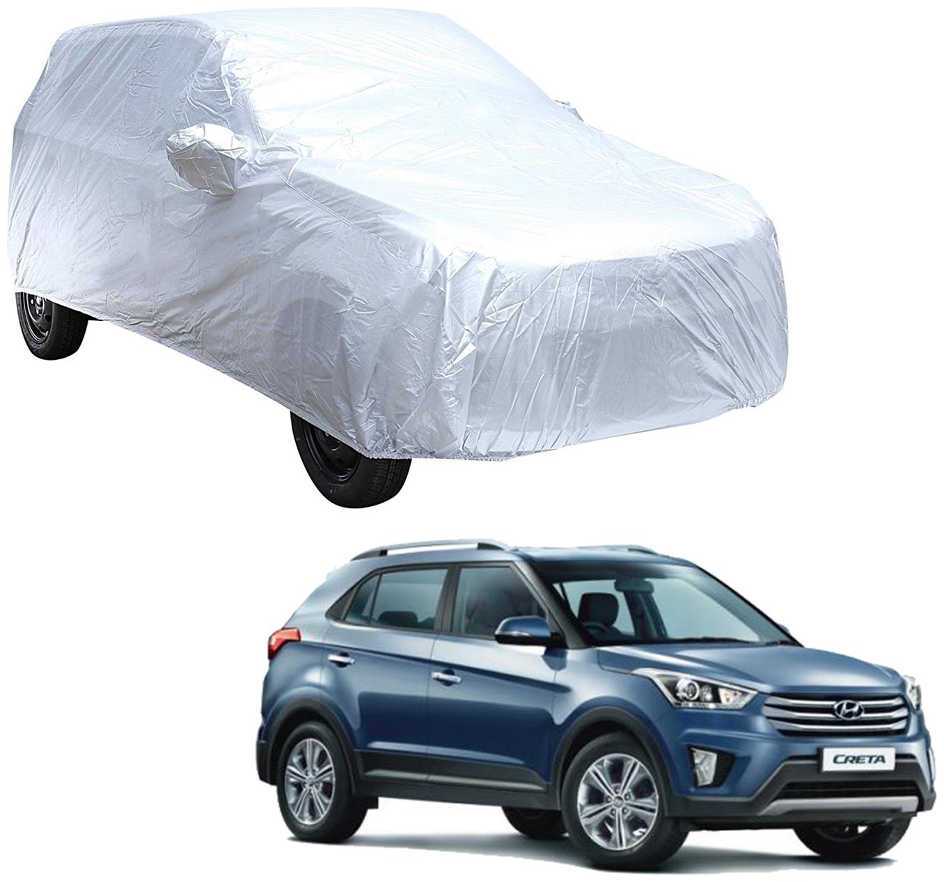 

AutoRetail Hyundai CRETA Silver Matty Car Body Cover for 2018 Model (Mirror Pocket Triple Stiched)