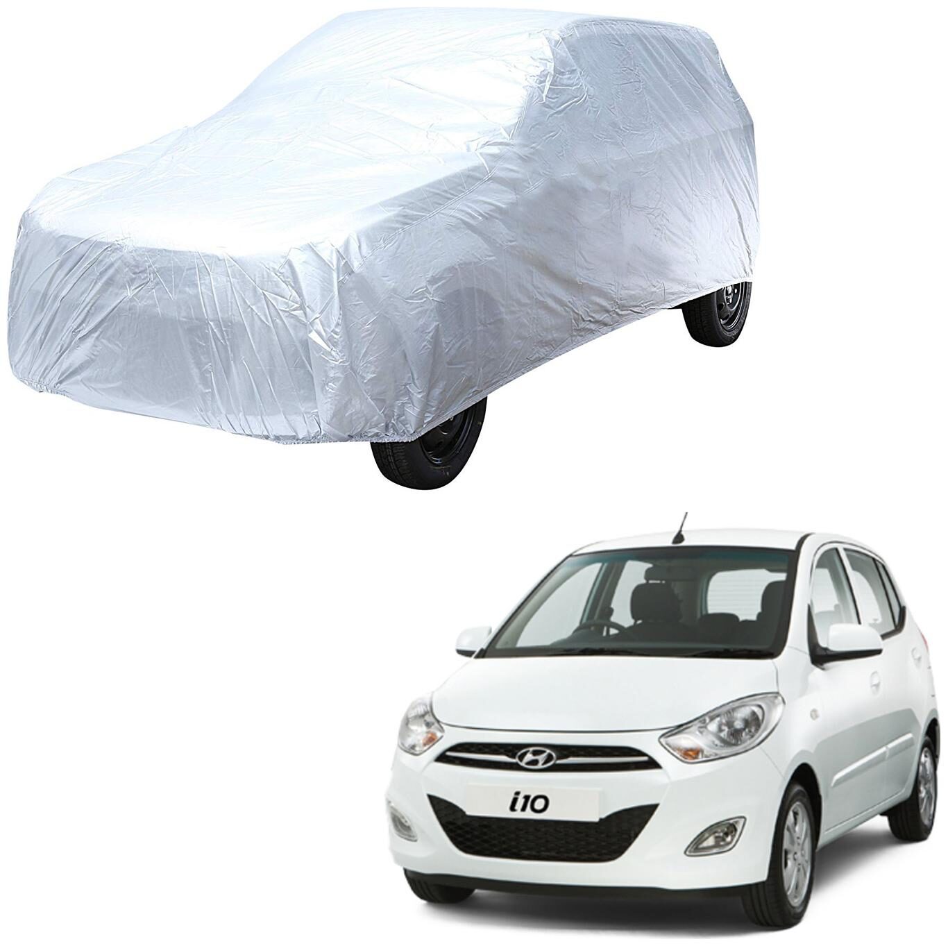 

AutoRetail Hyundai I10 Silver Matty Car Body Cover for 2018 Model (Triple Stiched without Mirror Pocket)
