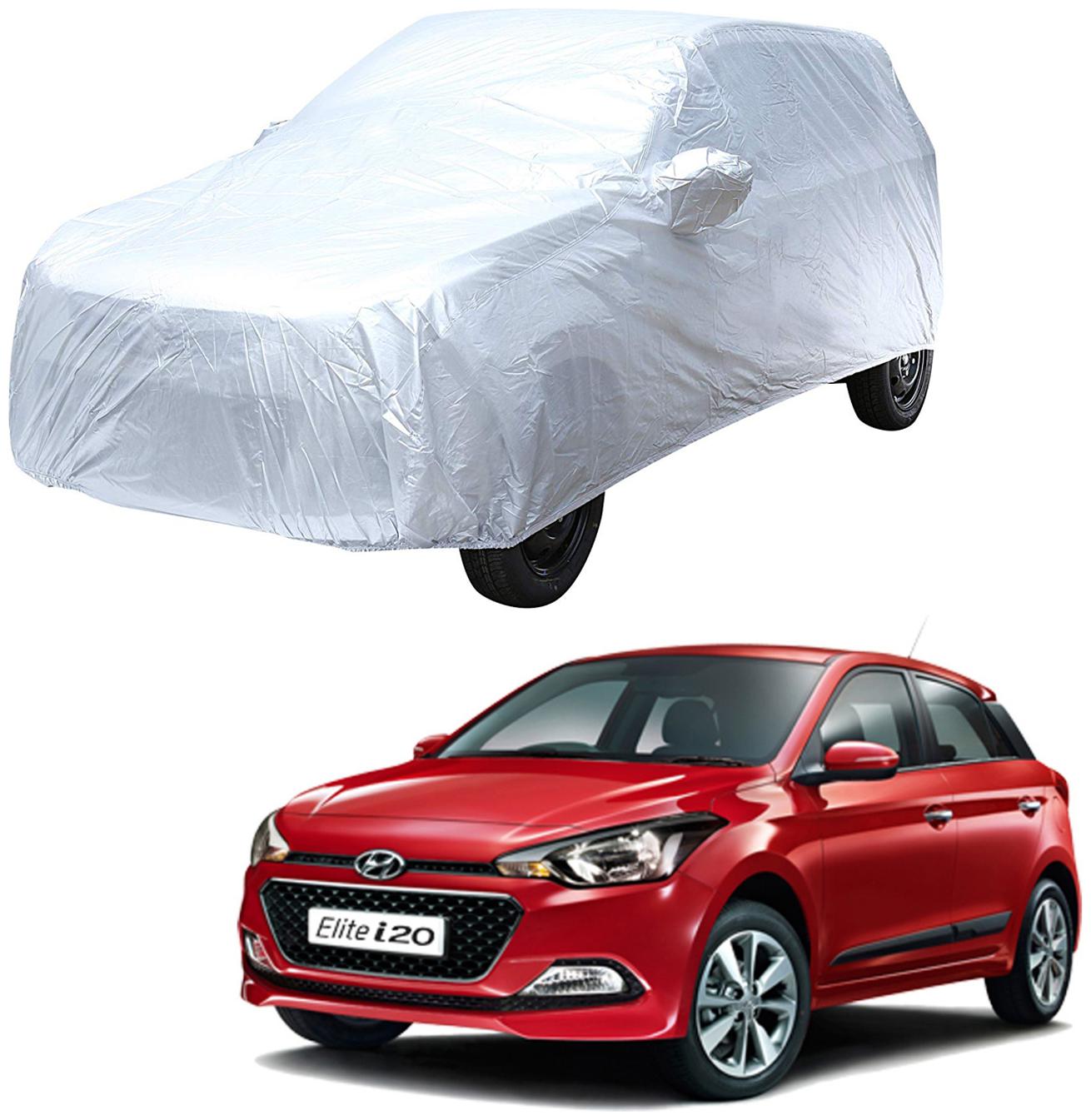 

AutoRetail Hyundai Elite i20 Silver Matty Car Body Cover for 2018 Model (Mirror Pocket Triple Stiched)