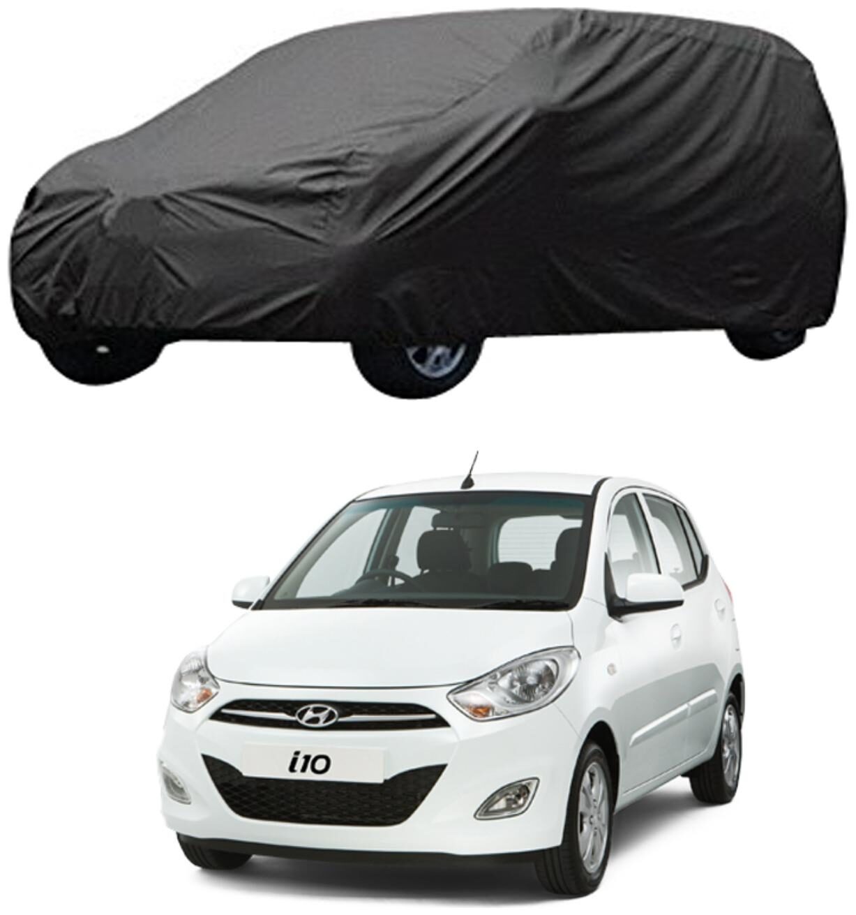 

AutoRetail Hyundai I10 Grey Car Body Cover for 2014 Model (Triple Stiched without Mirror Pocket)
