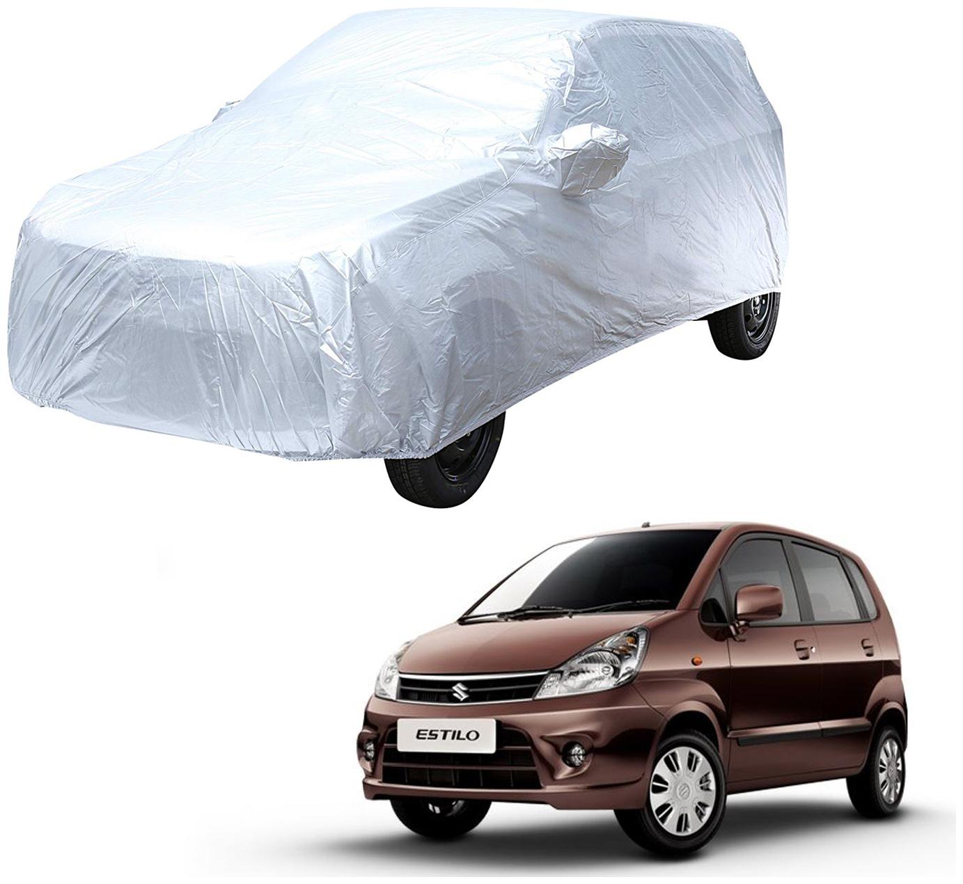 

AutoRetail Maruti Zen Estilo Silver Matty Car Body Cover For 2005 Model (Mirror Pocket Triple Stiched)