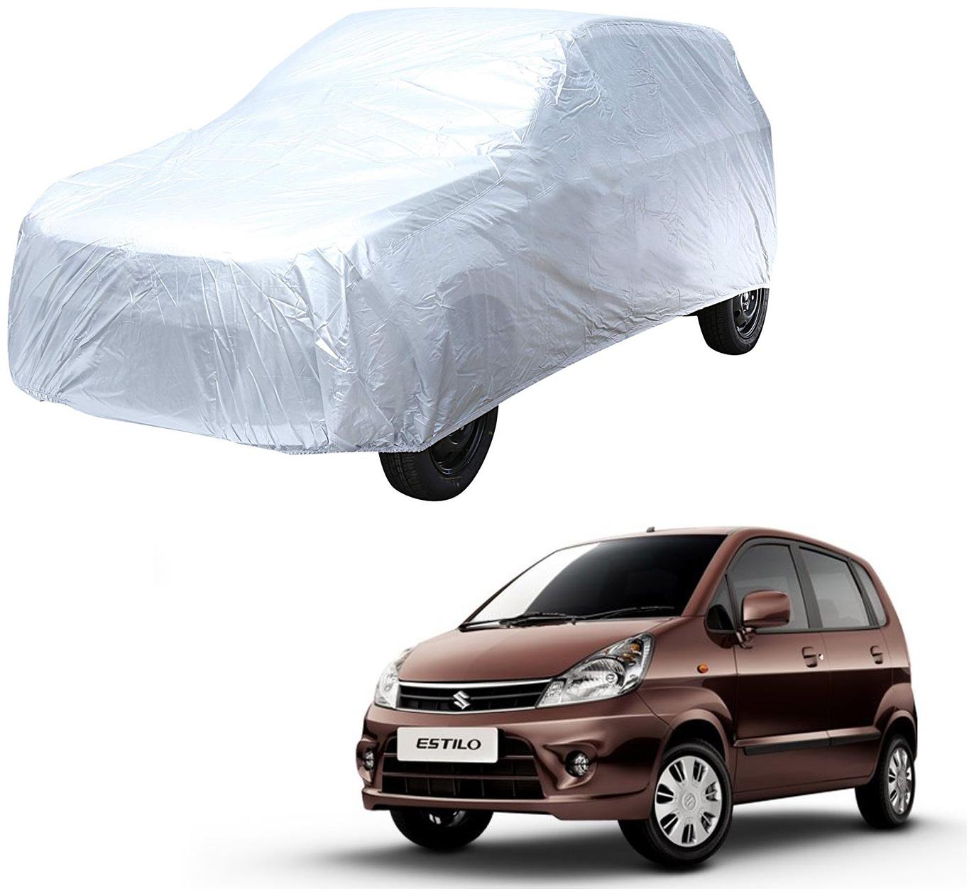 

AutoRetail Maruti Zen Estilo Silver Matty Car Body Cover For 2003 Model (Triple Stiched without Mirror Pocket)
