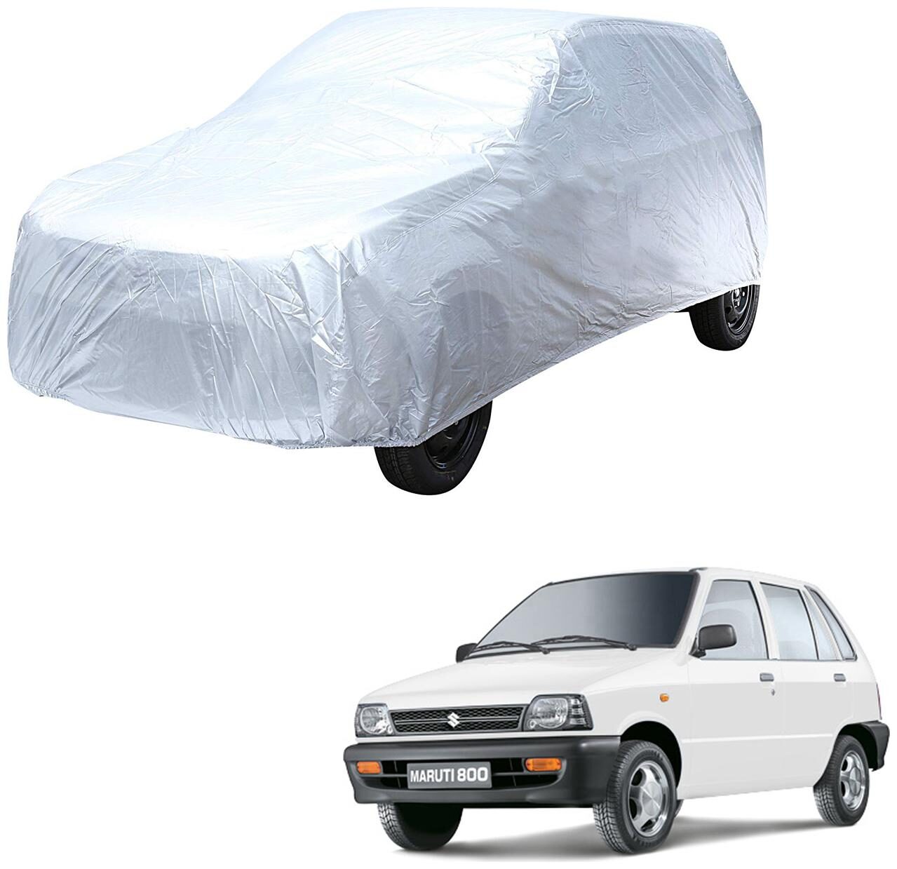 

AutoRetail Maruti Suzuki 800 Silver Matty Car Body Cover for 2004 Model (Triple Stiched without Mirror Pocket)