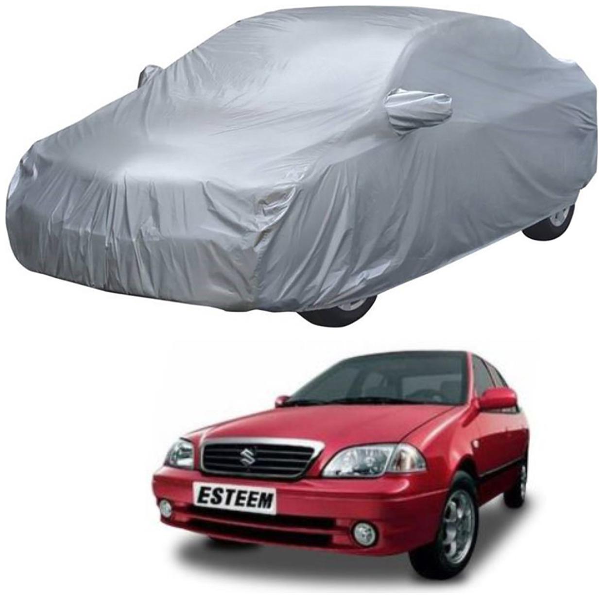 

AutoRetail Maruti Suzuki ESTEEM Silver Matty Car Body Cover for 1998 Model (Mirror Pocket Triple Stiched)