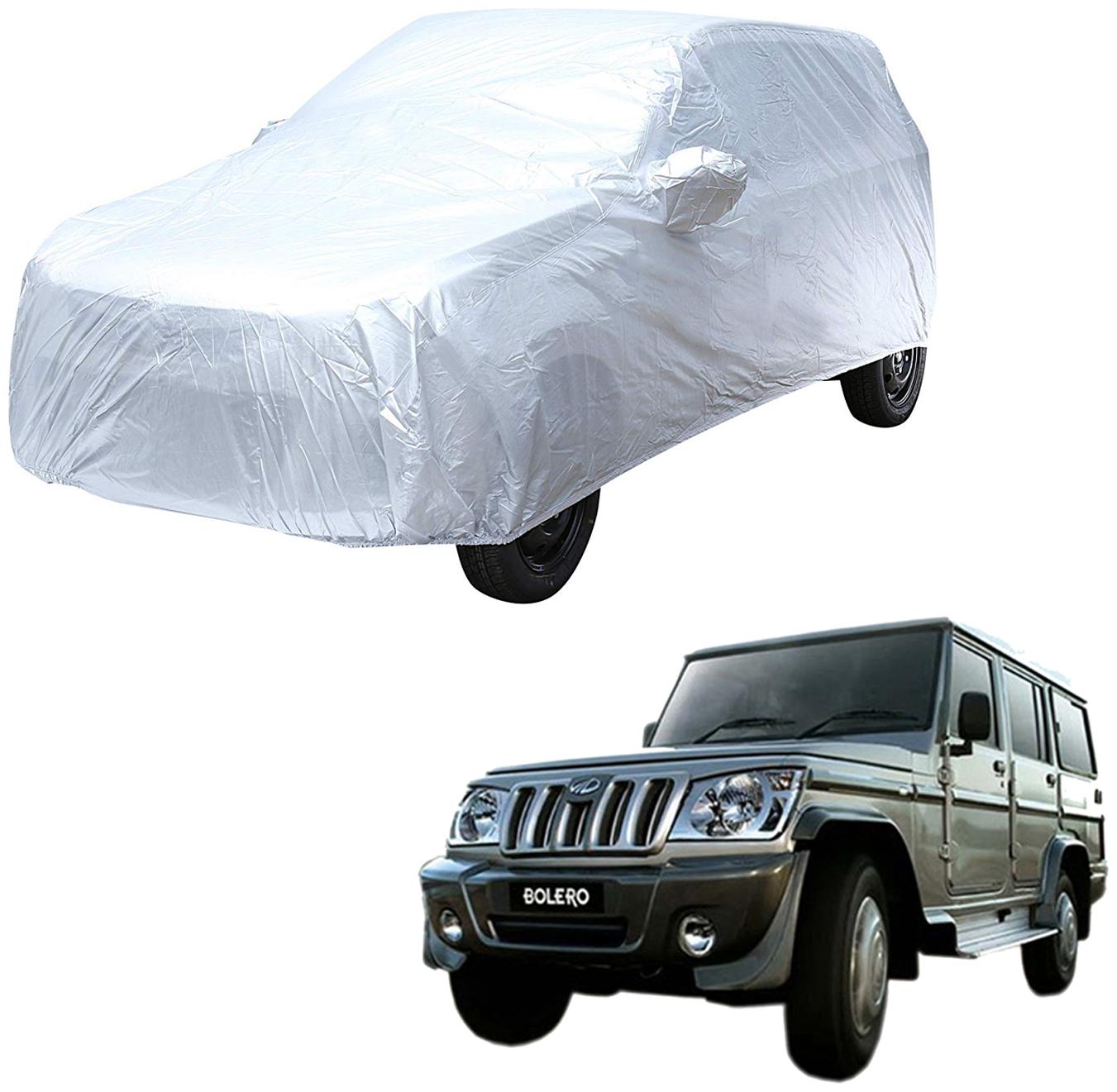 

AutoRetail Mahindra BOLERO Silver Matty Car Body Cover for 2015 Model (Mirror Pocket Triple Stiched)