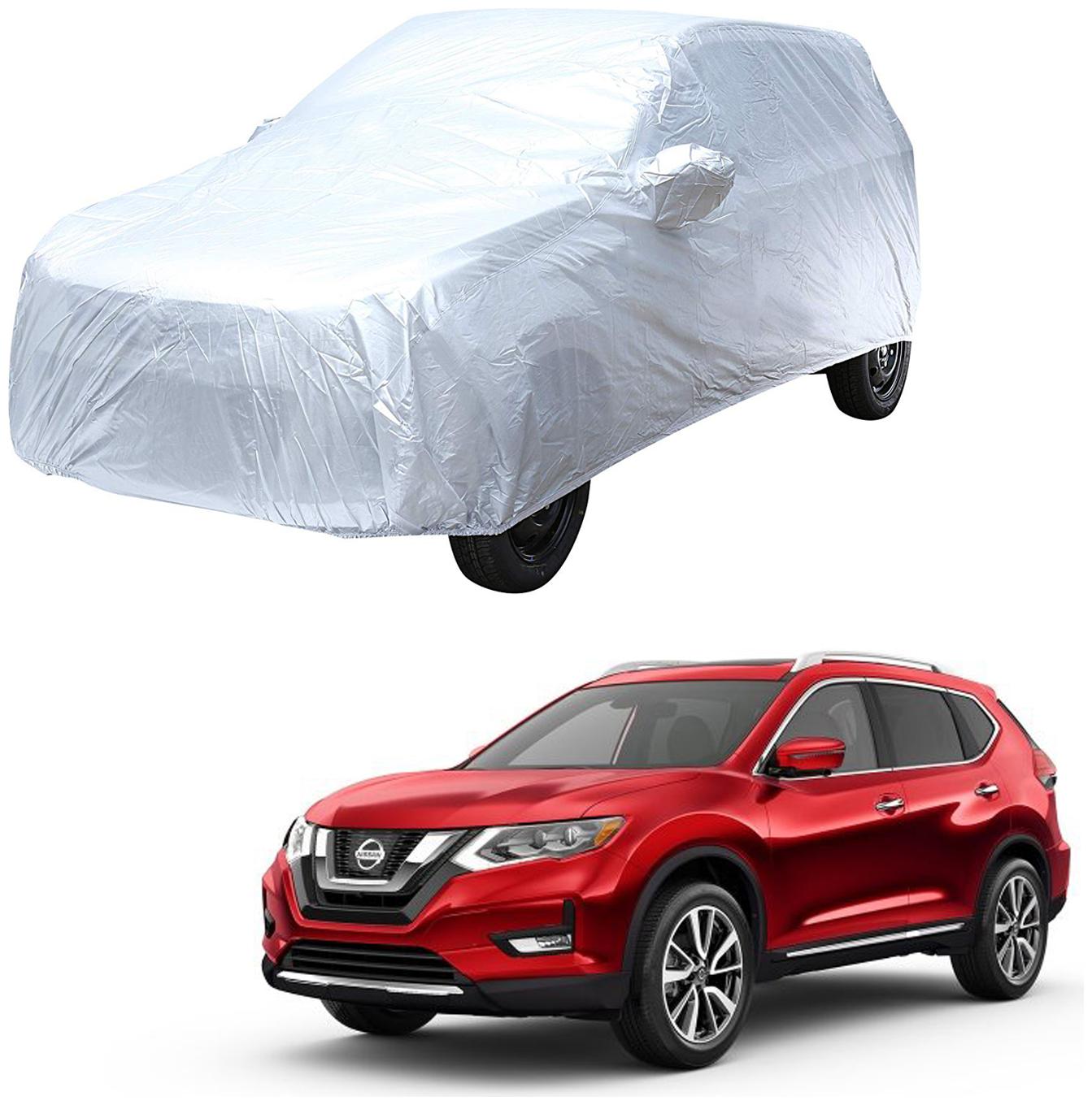

AutoRetail Nissan X-TRAIL Silver Matty Car Body Cover for 2019 Model (Mirror Pocket Triple Stiched)
