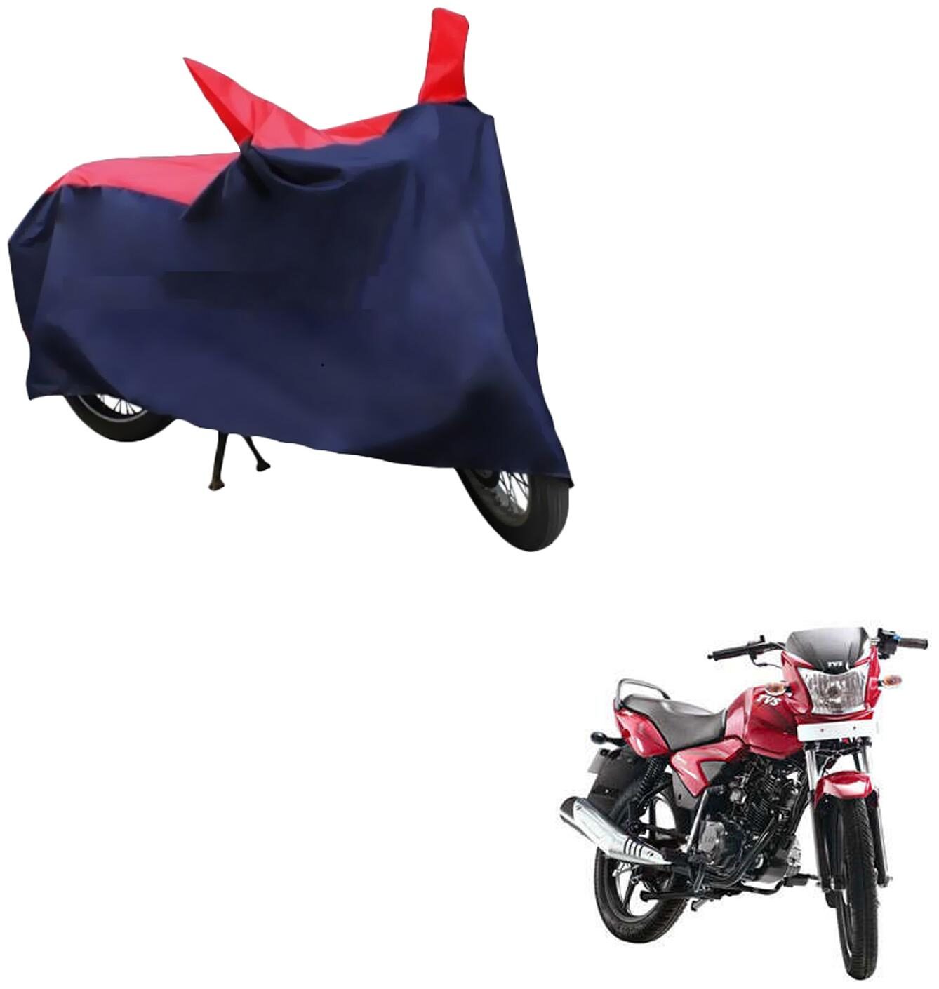 

AutoRetail Two Wheeler Polyster Cover for TVS Jive with Mirror Pocket (Red and Blue Color)
