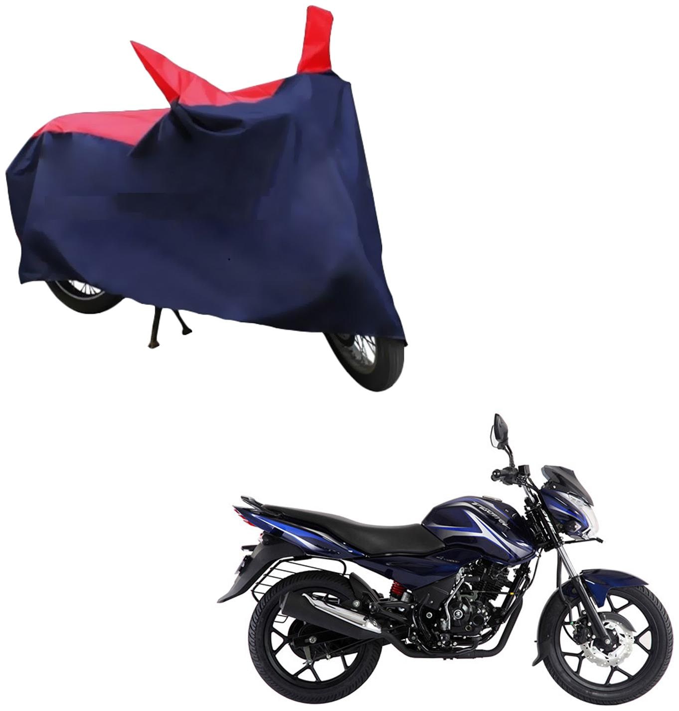

AutoRetail Two Wheeler Polyster Cover for Bajaj Discover 150 with Sun Protection (Mirror Pocket Red and Blue Color)