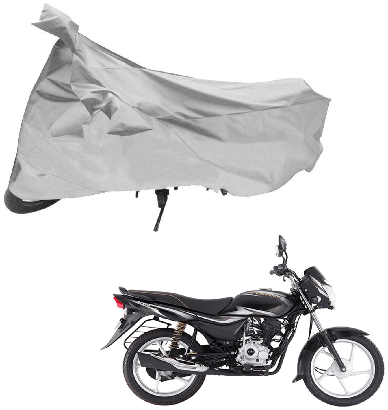 

AutoRetail Two Wheeler Polyster Cover for Bajaj Platina 100 Es with Mirror Pocket (Silver Color)