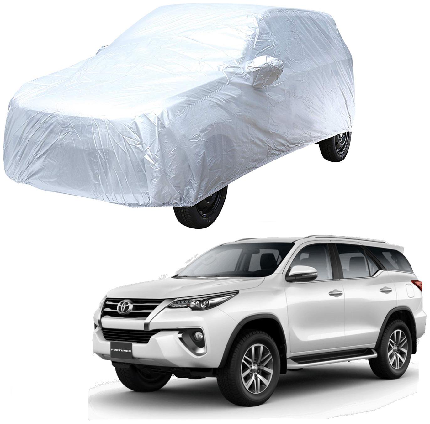 

AutoRetail Toyota FORTUNER Silver Matty Car Body Cover for 2015 Model (Mirror Pocket Triple Stiched)