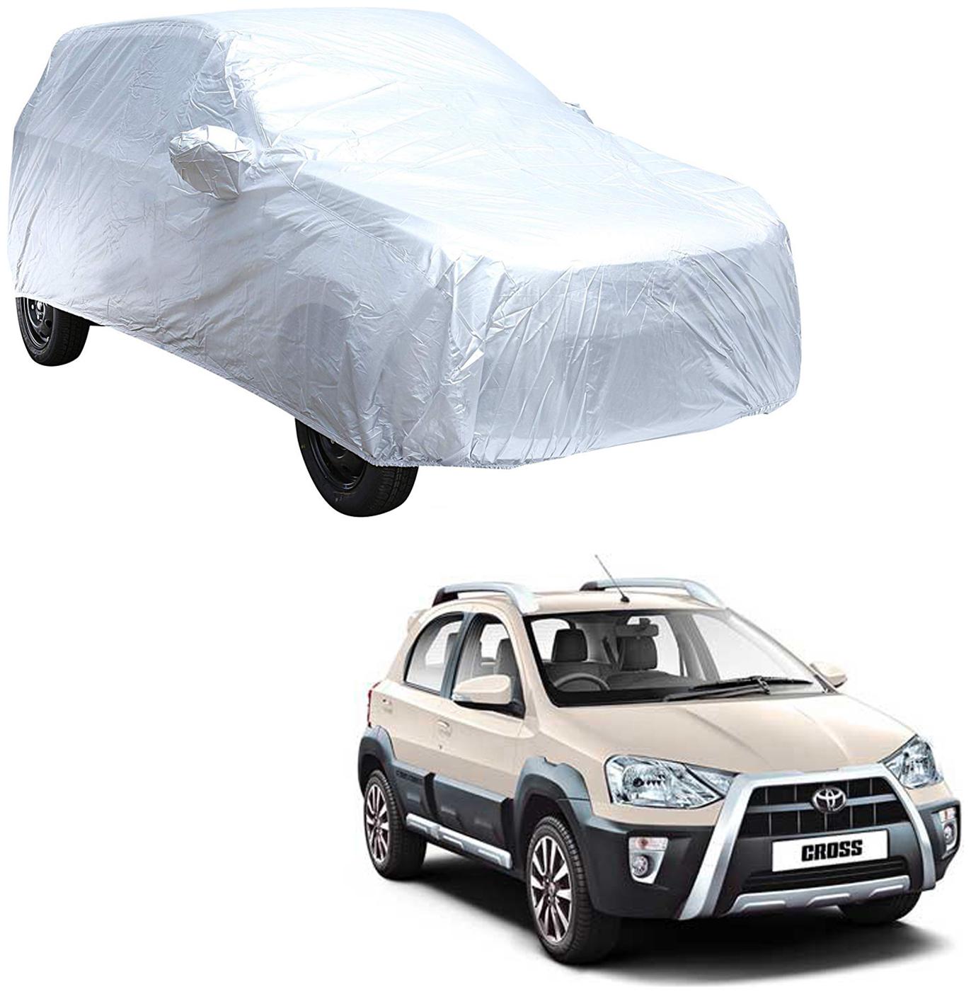 

AutoRetail Toyota ETIOS CROSS Silver Matty Car Body Cover for 2019 Model (Mirror Pocket Triple Stiched)