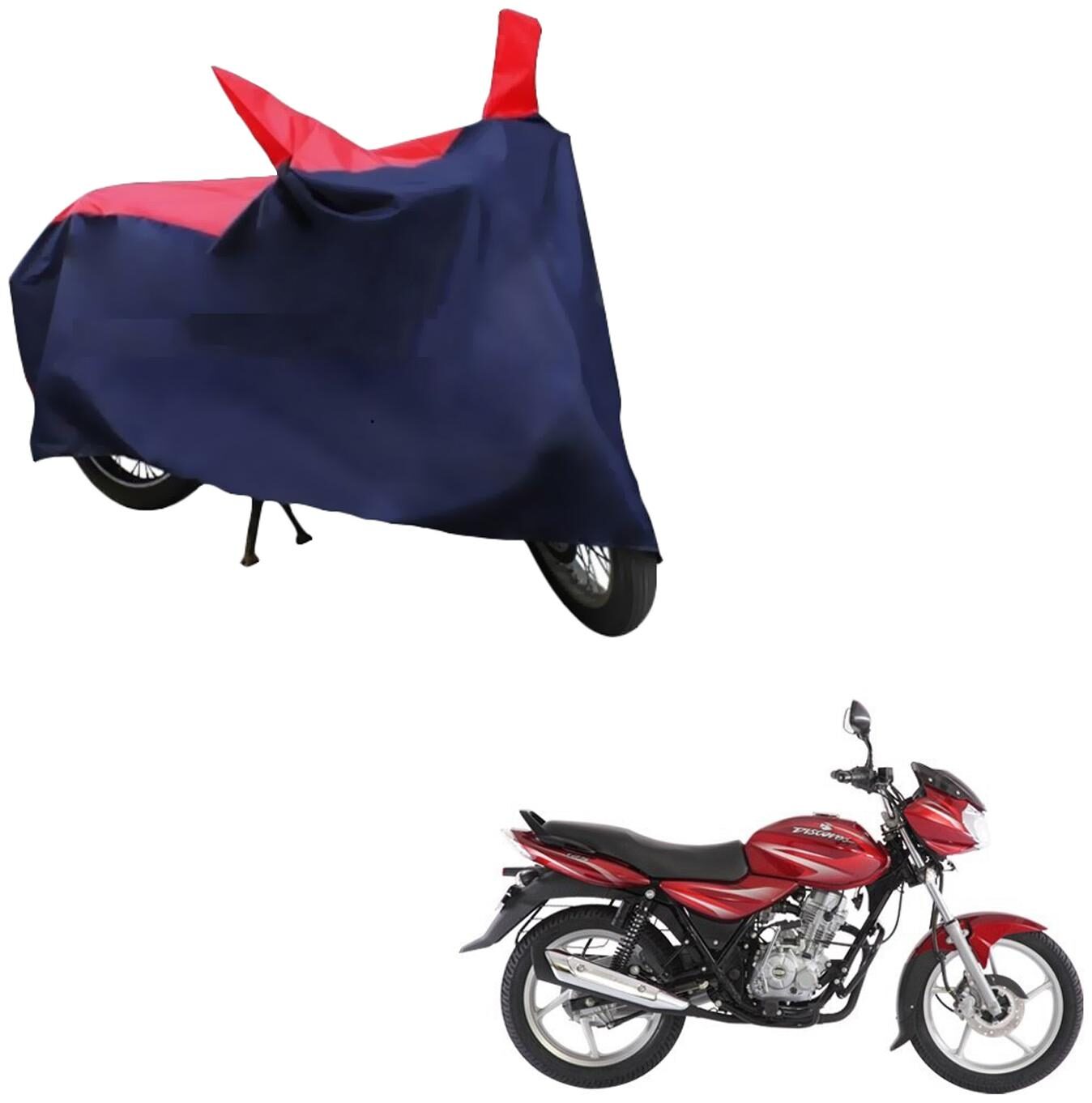 

AutoRetail Two Wheeler Polyster Cover for Bajaj Discover 125 DTS-i with Sun Protection (Mirror Pocket Red and Blue Color)