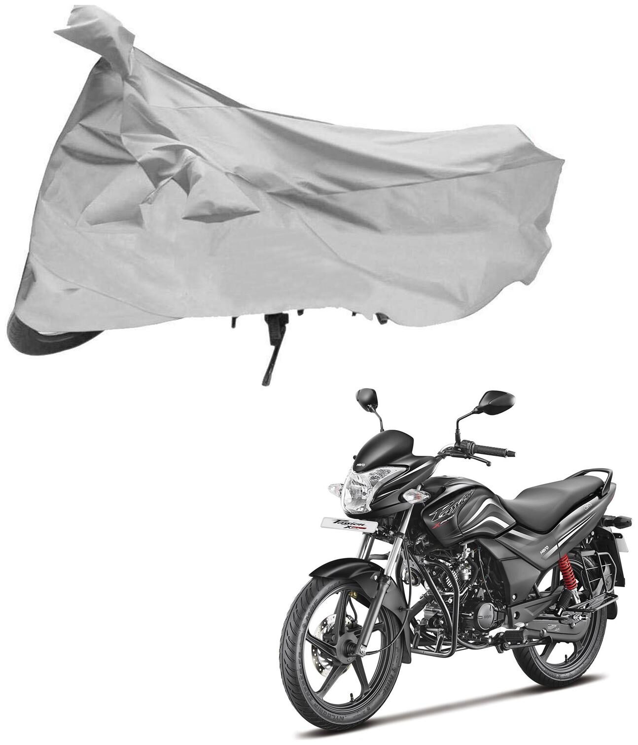 

AutoRetail Two Wheeler Polyster Cover for Hero Passion XPRO with Mirror Pocket (Silver Color)