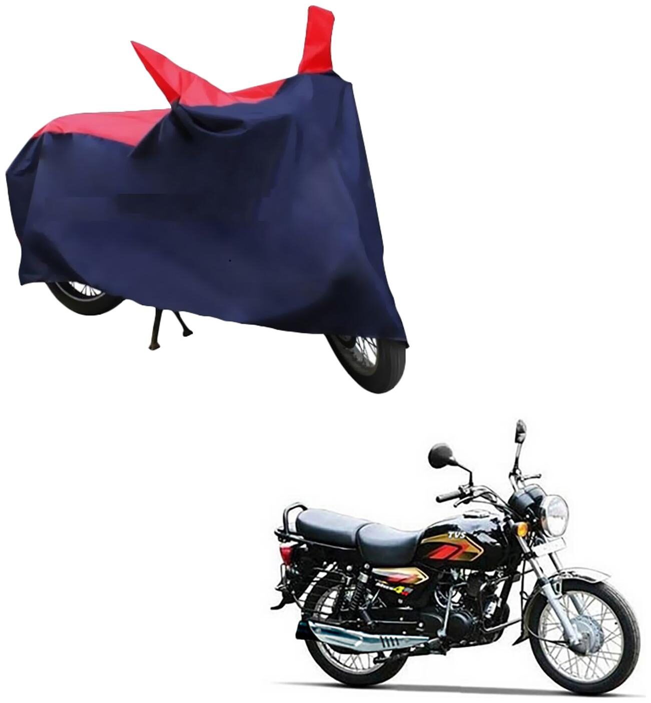 

AutoRetail Two Wheeler Polyster Cover for TVS Max 4R with Sun Protection (Mirror Pocket Red and Blue Color)