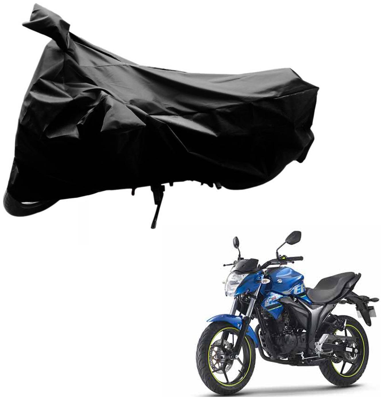 

AutoRetail Two Wheeler Polyster Cover for Suzuki Gixxer with Sun Protection (Mirror Pocket Black Color)