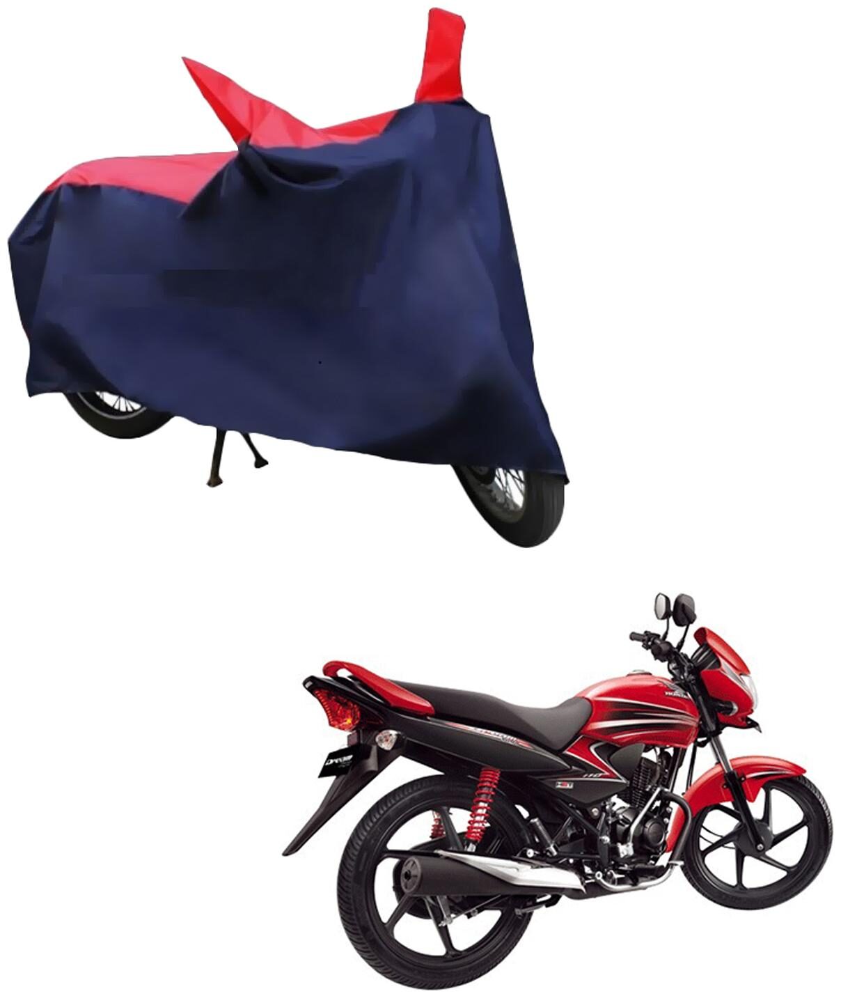 

AutoRetail Two Wheeler Polyster Cover for Honda Dream Yuga with Sun Protection (Mirror Pocket Red and Blue Color)
