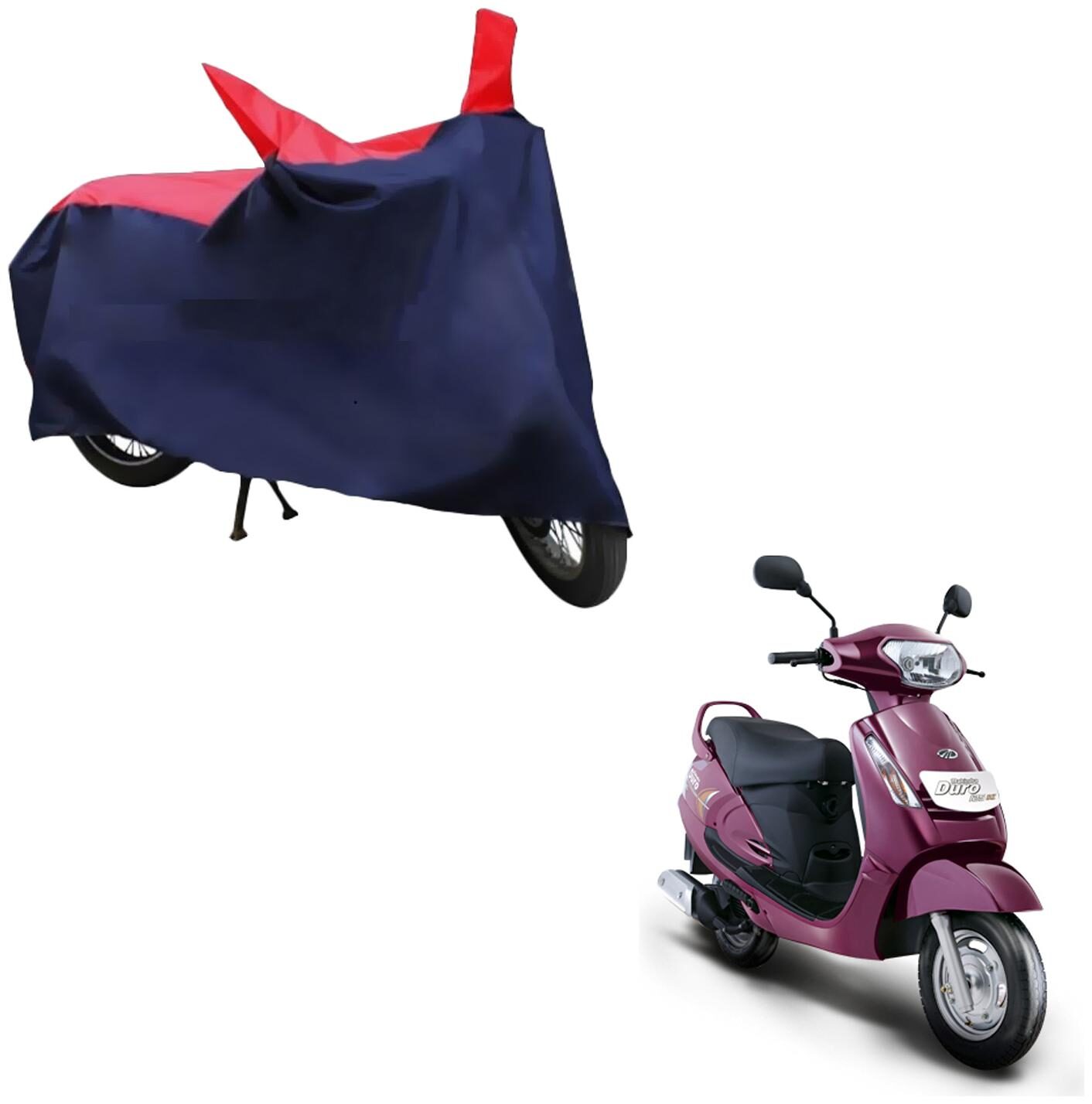 

AutoRetail Two Wheeler Polyster Cover for Mahindra Kine with Mirror Pocket (Red and Blue Color)