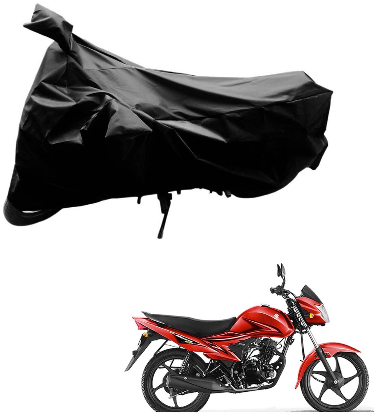 

AutoRetail Two Wheeler Polyster Cover for Suzuki Hayate with Mirror Pocket (Black Color)