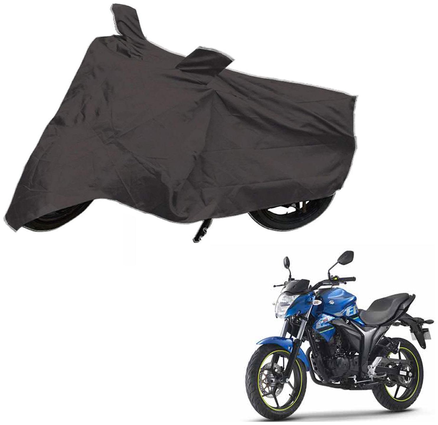 

AutoRetail Two Wheeler Polyster Cover for Suzuki Gixxer with Mirror Pocket (Grey Color)