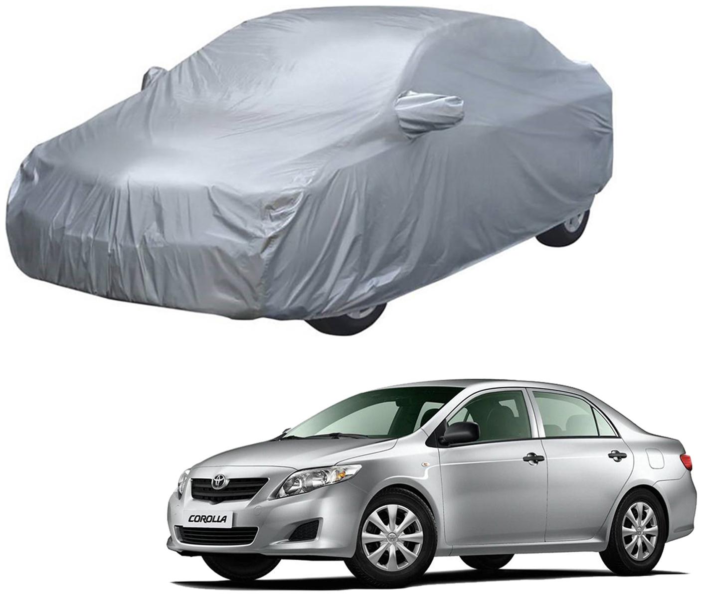 

AutoRetail Toyota COROLLA Silver Matty Car Body Cover for 2019 Model (Mirror Pocket Triple Stiched)