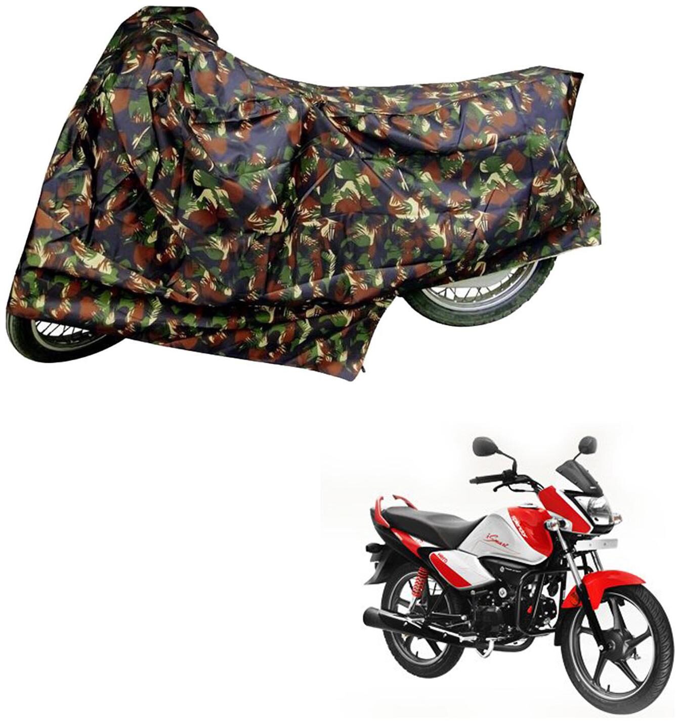

AutoRetail Two Wheeler Polyster Cover for Hero Splendor I Smart with Mirror Pocket (Multi Color)