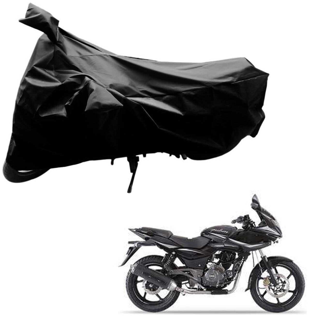 

AutoRetail Two Wheeler Polyster Cover for Bajaj Pulsar 200 NS with Sun Protection (Mirror Pocket Black Color)
