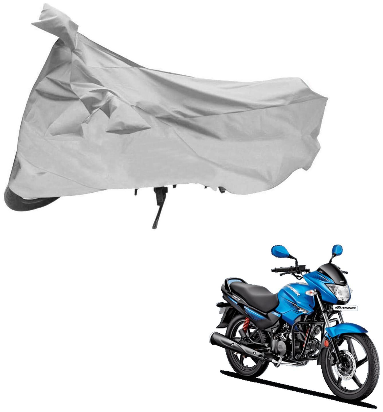 

AutoRetail Two Wheeler Polyster Cover for Hero Glamour Fi with Sun Protection (Mirror Pocket Silver Color)