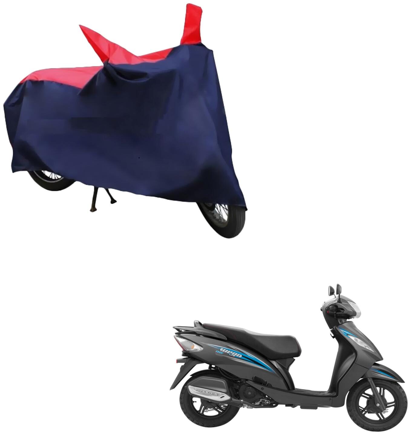 

AutoRetail Two Wheeler Polyster Cover for TVS Wego with Mirror Pocket (Red and Blue Color)