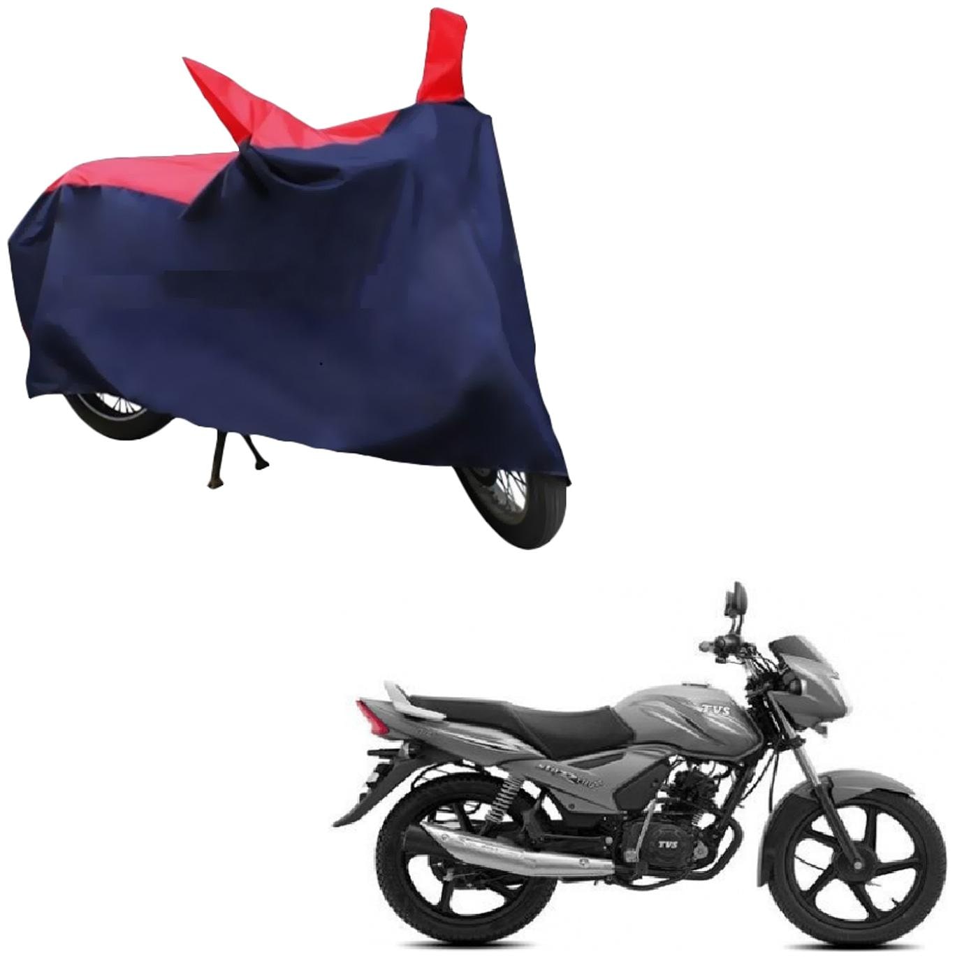 

AutoRetail Two Wheeler Polyster Cover for TVS Star City with Mirror Pocket (Red and Blue Color)