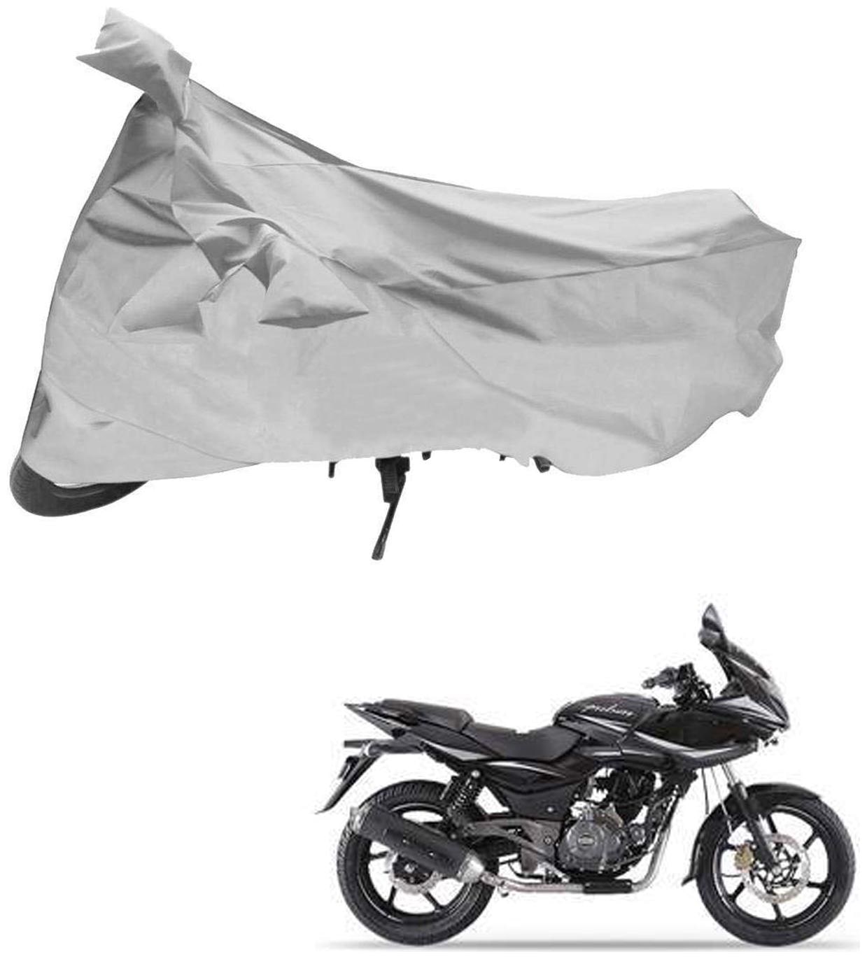 

AutoRetail Two Wheeler Polyster Cover for Bajaj Pulsar 200 NS with Sun Protection (Mirror Pocket Silver Color)