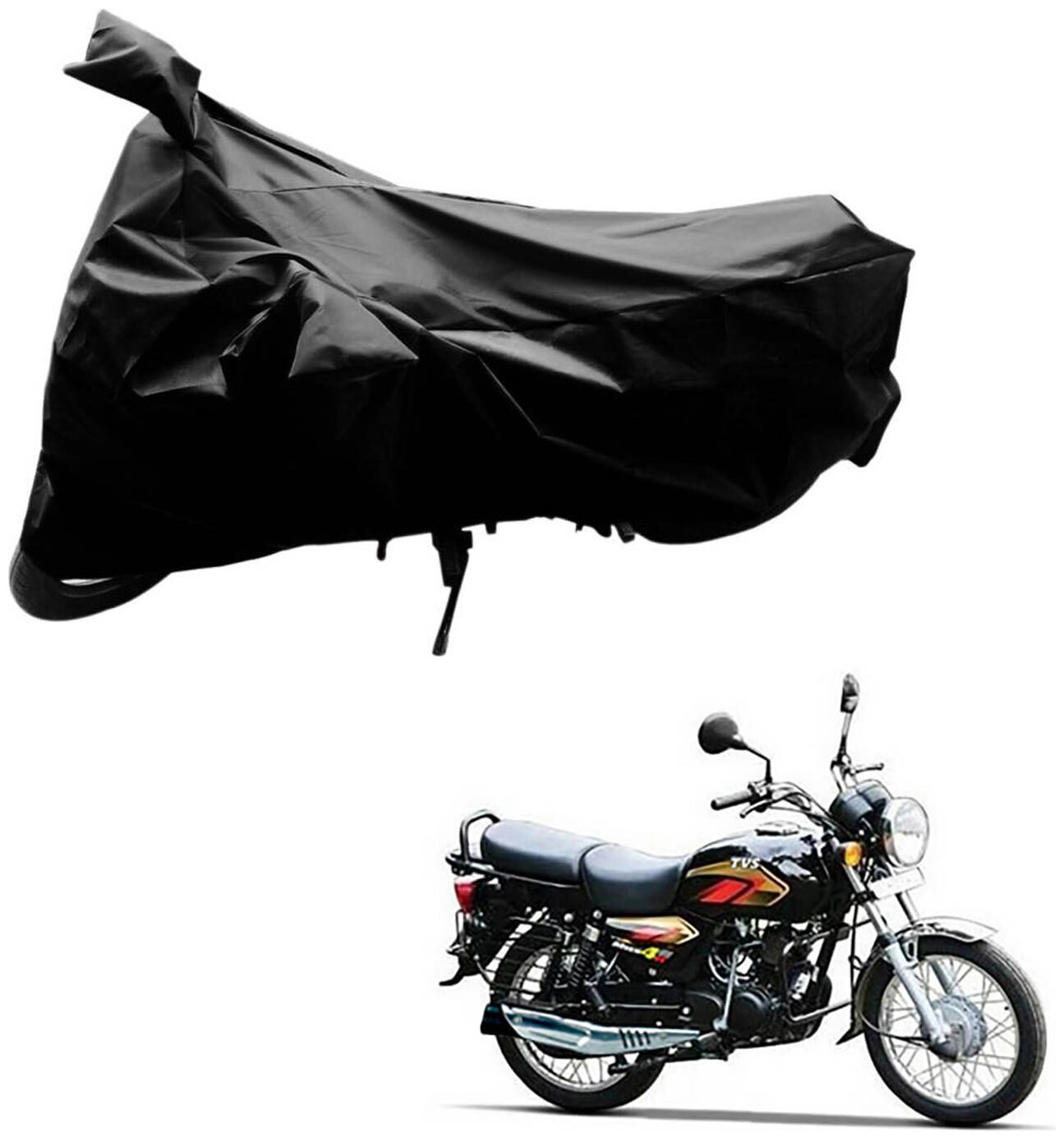 

AutoRetail Two Wheeler Polyster Cover for TVS Max 4R with Mirror Pocket (Black Color)