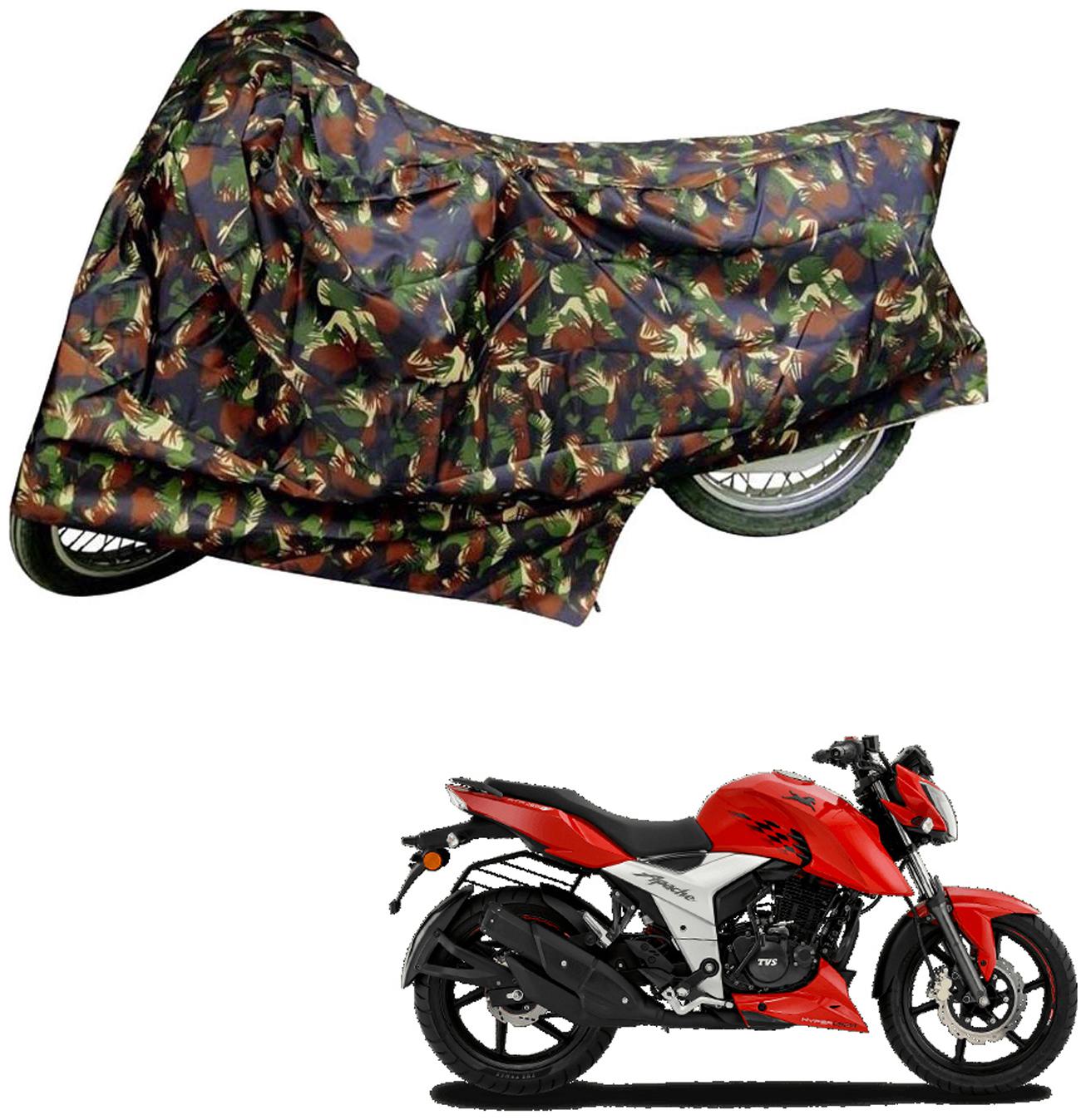 

AutoRetail Two Wheeler Polyster Cover for TVS Apache RTR with Sun Protection (Mirror Pocket Multi Color)