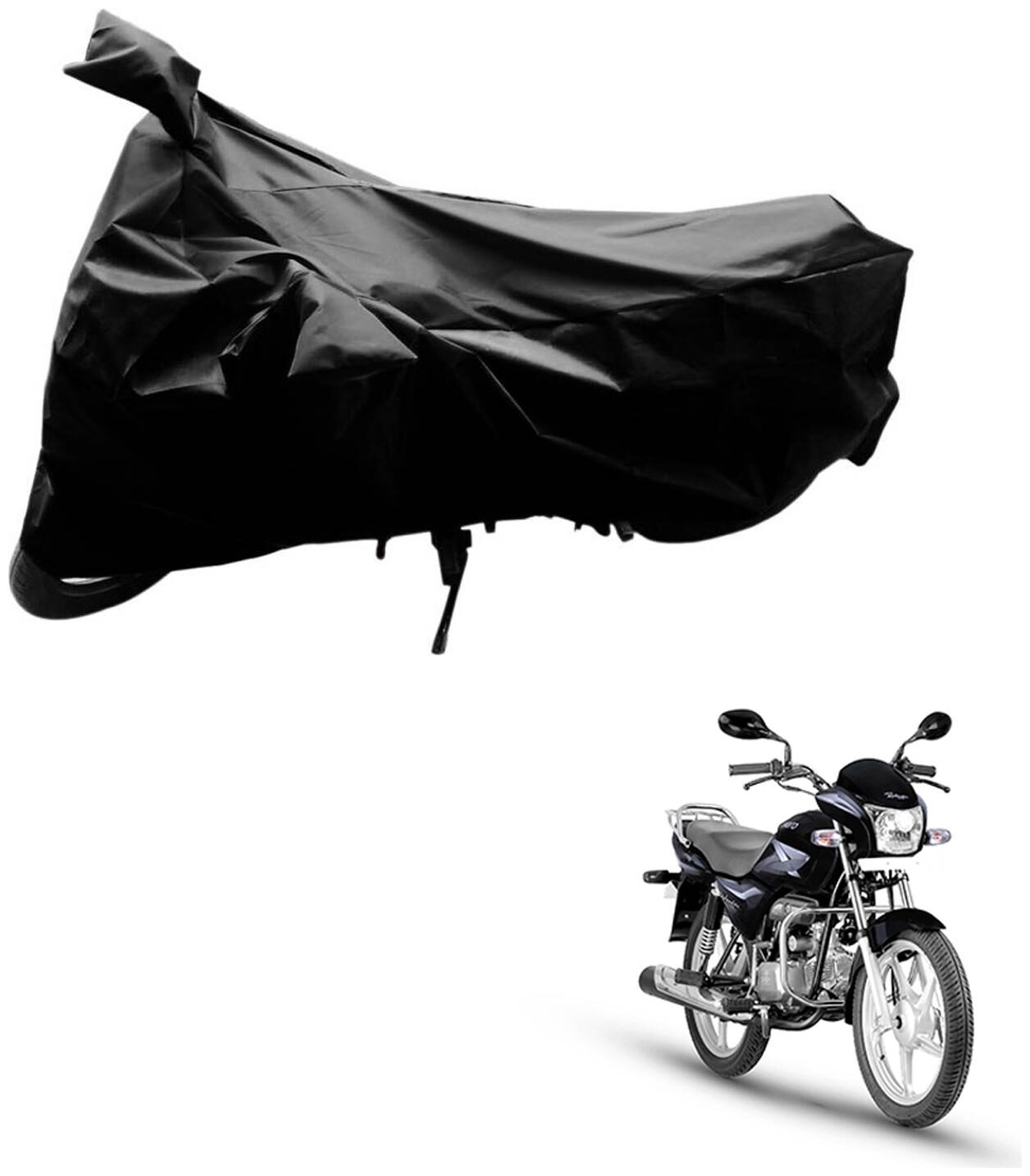

AutoRetail Two Wheeler Polyster Cover for Hero Splendor Pro with Mirror Pocket (Black Color)