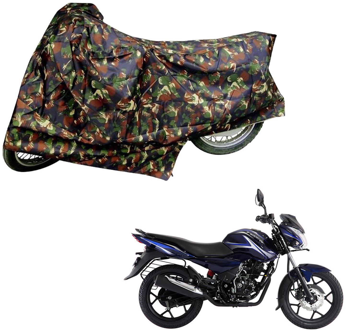 

AutoRetail Two Wheeler Polyster Cover for Bajaj Discover 150 with Sun Protection (Mirror Pocket Multi Color)