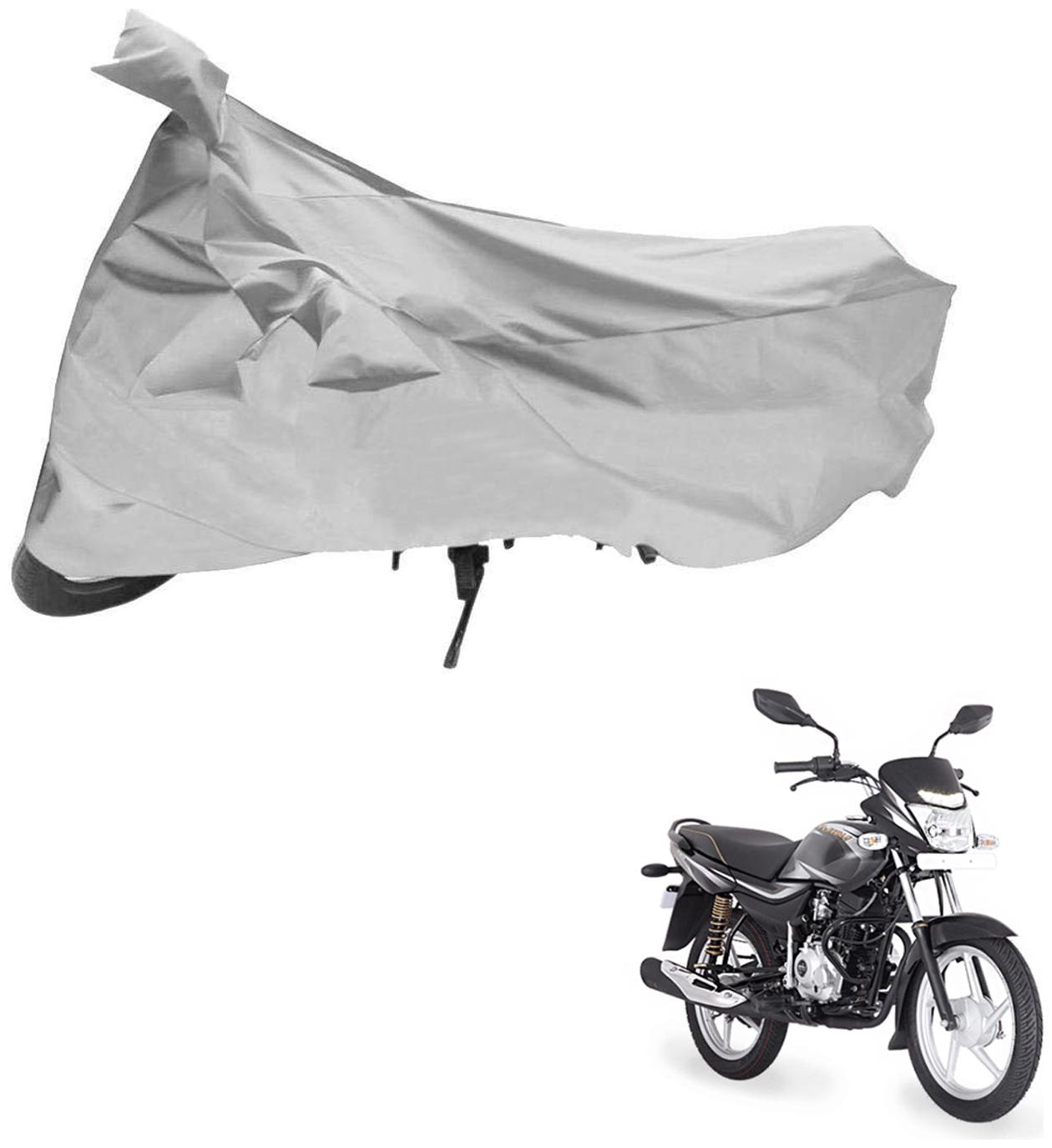 

AutoRetail Two Wheeler Polyster Cover for Bajaj Platina with Mirror Pocket (Silver Color)