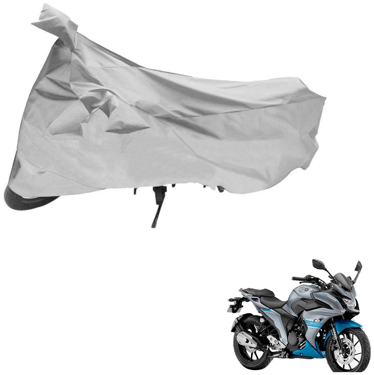 

AutoRetail Two Wheeler Polyster Cover for Yamaha Fazer with Mirror Pocket (Silver Color)