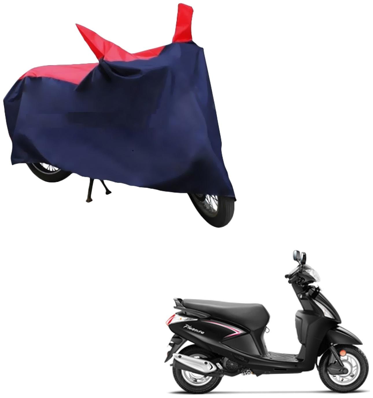 

AutoRetail Two Wheeler Polyster Cover for Hero Pleasure with Mirror Pocket (Red and Blue Color)