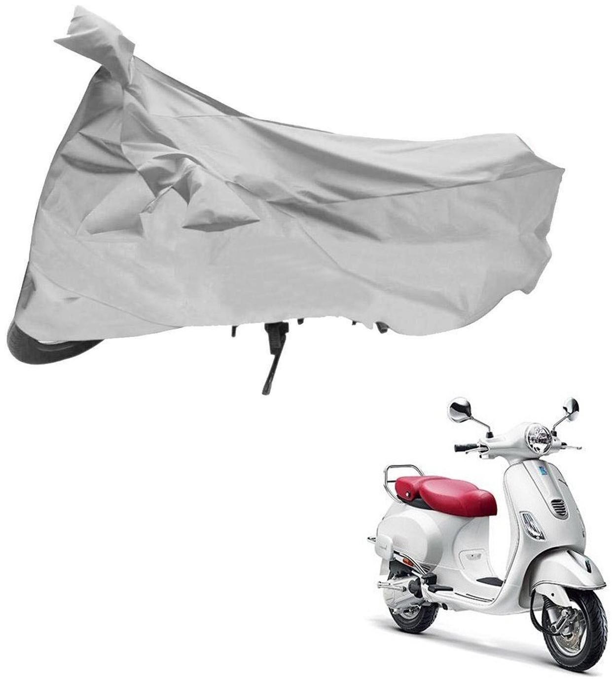 

AutoRetail Two Wheeler Polyster Cover for Piaggio Vespa Elegante with Mirror Pocket (Silver Color)