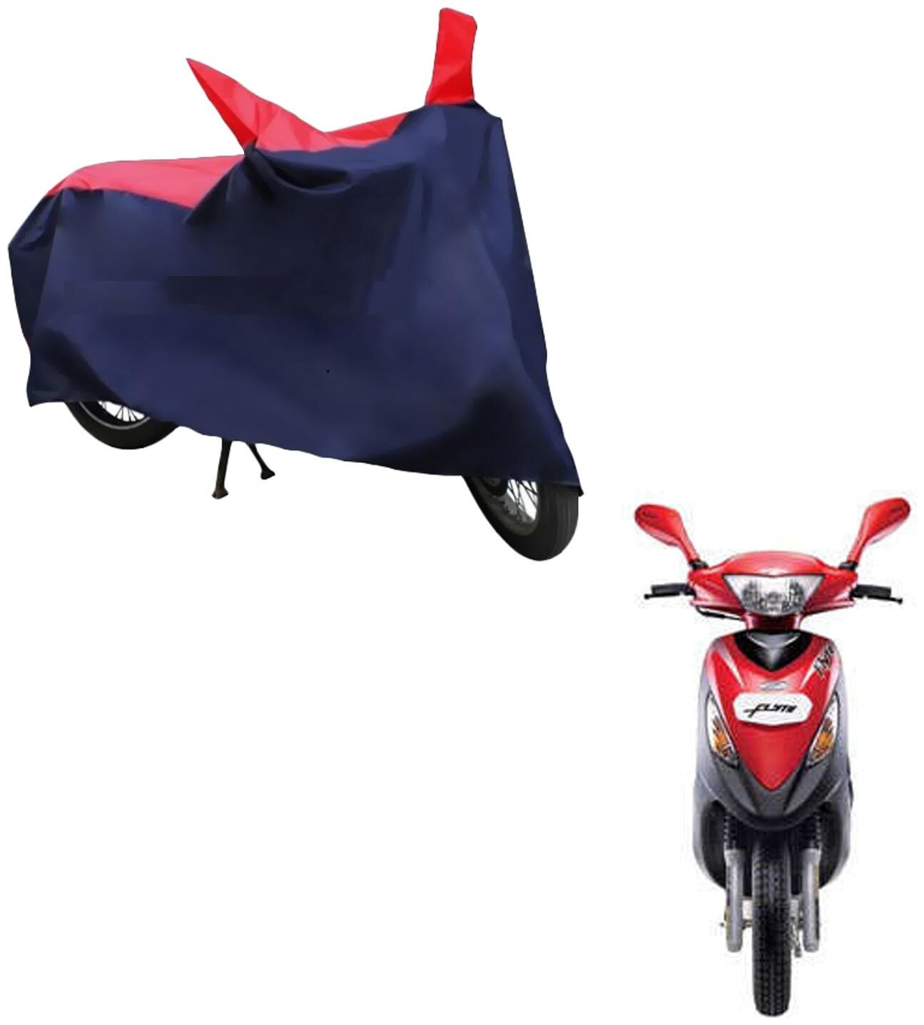 

AutoRetail Two Wheeler Polyster Cover for Mahindra Flyte with Sun Protection (Mirror Pocket Red and Blue Color)