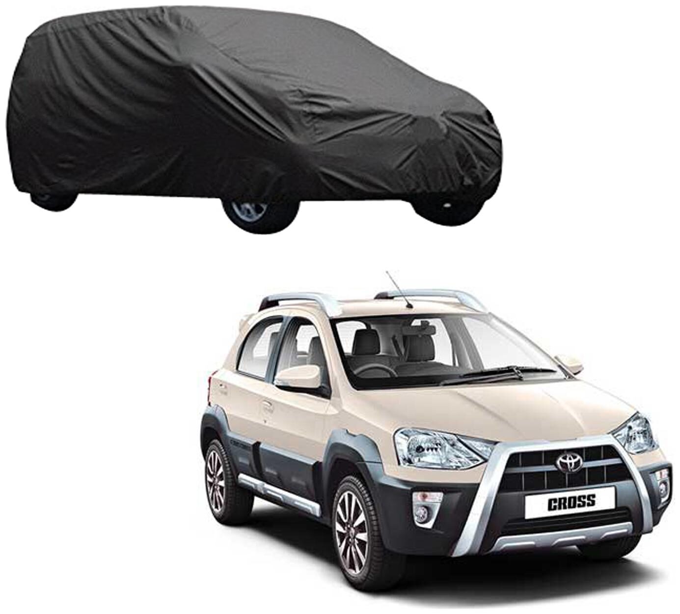 

AutoRetail Toyota ETIOS CROSS Grey Car Body Cover for 2017 Model (Triple Stiched without Mirror Pocket)
