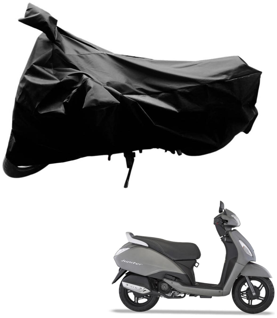 

AutoRetail Two Wheeler Polyster Cover for TVS Jupiter with Sun Protection (Mirror Pocket Black Color)