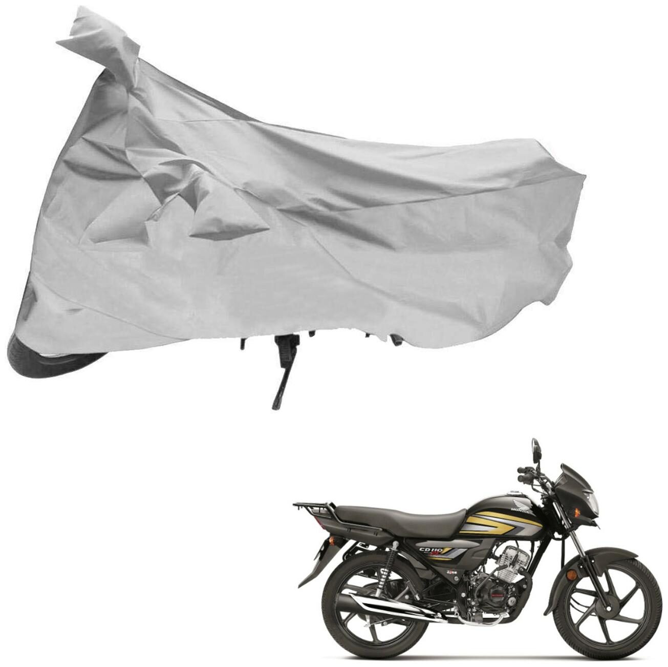 

AutoRetail Two Wheeler Polyster Cover for Honda CD 110 Dream with Sun Protection (Mirror Pocket Silver Color)