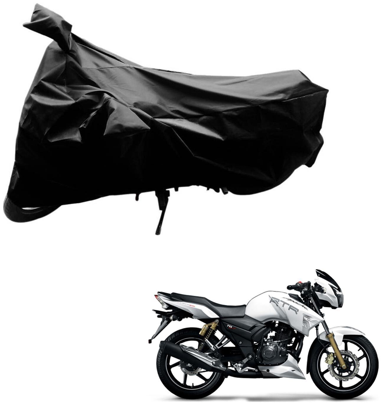 

AutoRetail Two Wheeler Polyster Cover for TVS Apache RTR 180 with Sun Protection (Mirror Pocket Black Color)