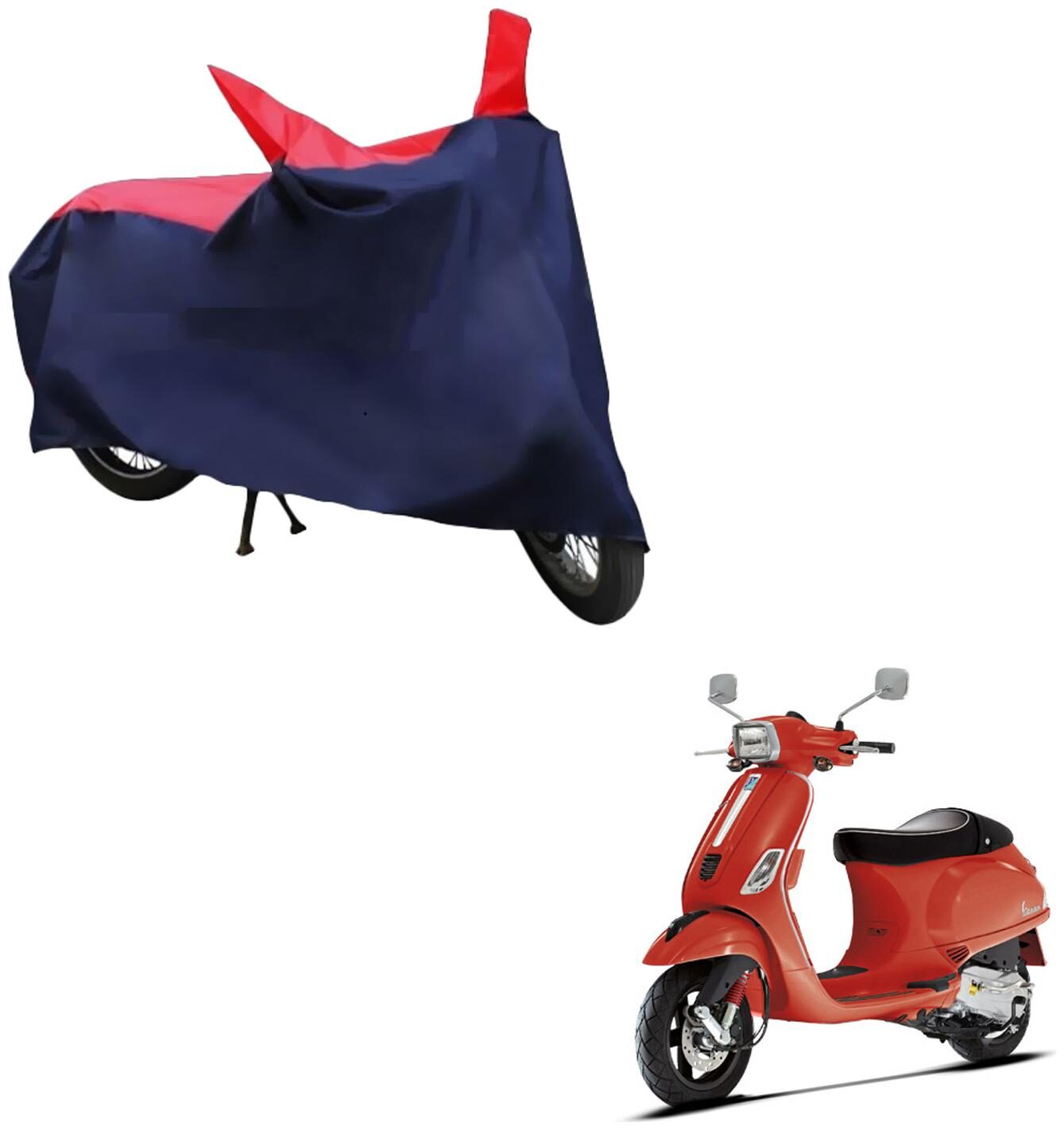 

AutoRetail Two Wheeler Polyster Cover for Piaggio Vespa S with Sun Protection (Mirror Pocket Red and Blue Color)