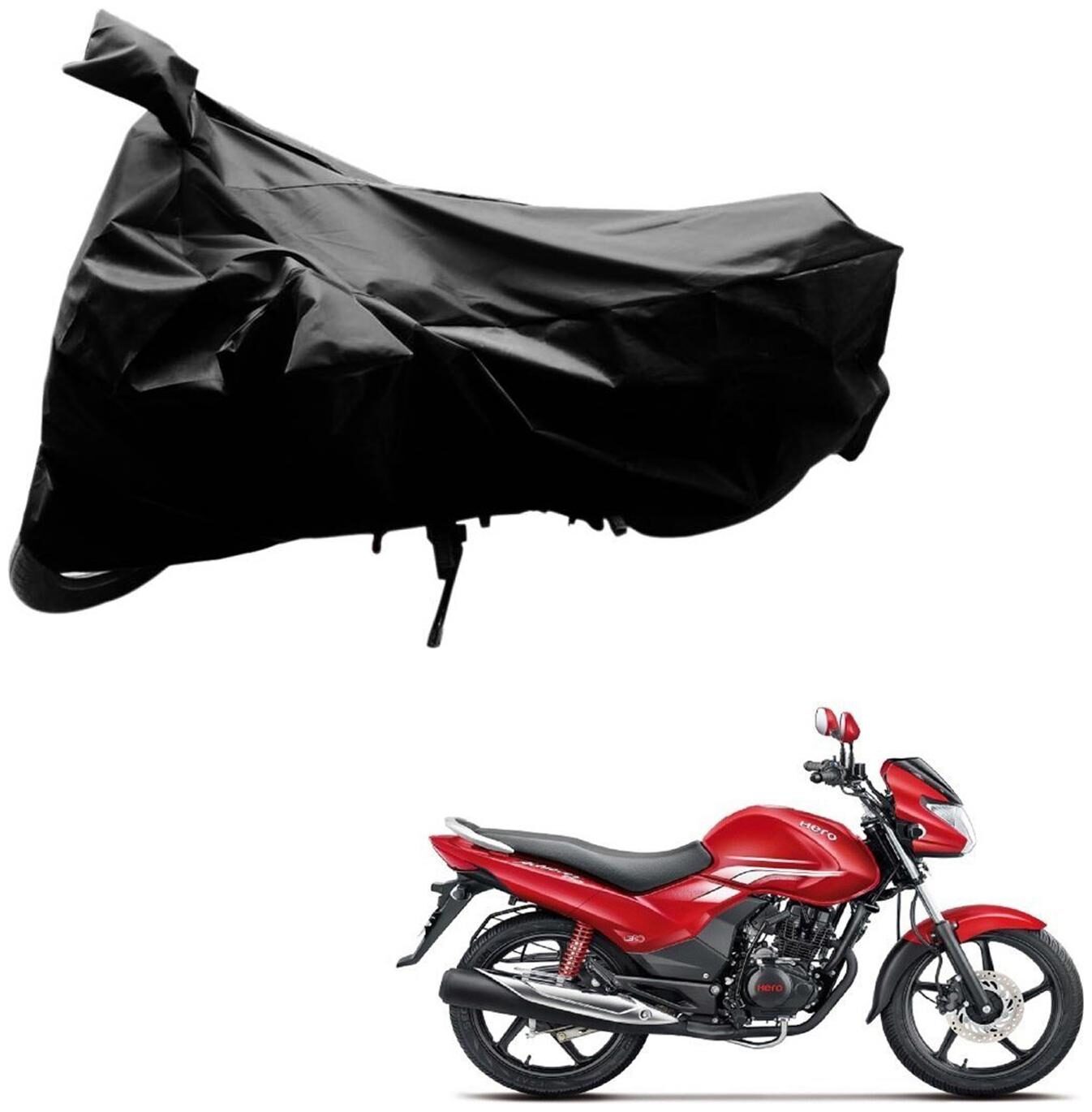 

AutoRetail Two Wheeler Polyster Cover for Hero Achiever with Sun Protection (Mirror Pocket Black Color)