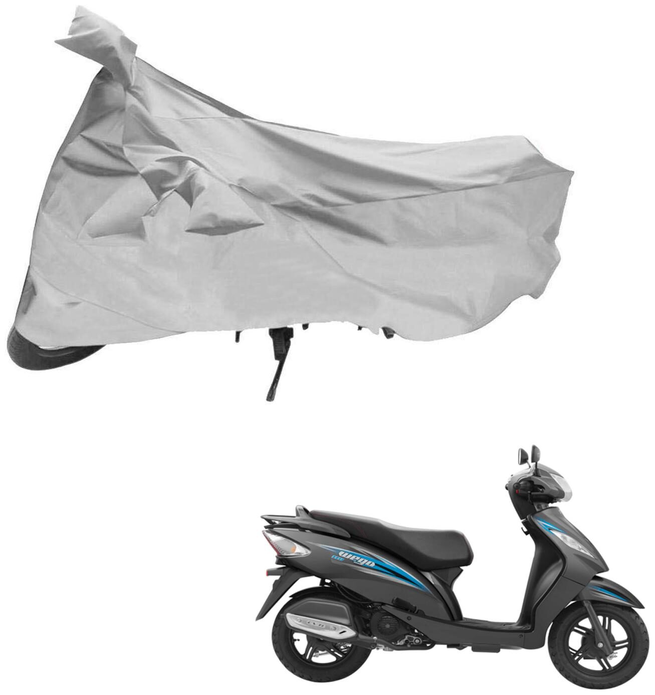 

AutoRetail Two Wheeler Polyster Cover for TVS Wego with Sun Protection (Mirror Pocket Silver Color)