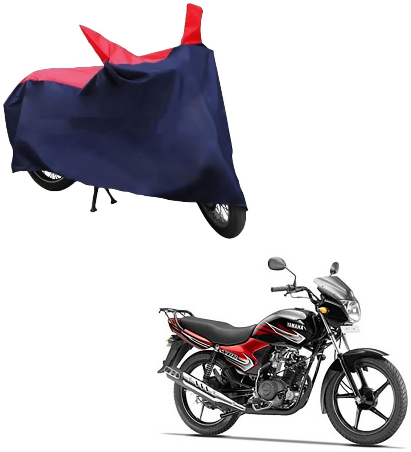 

AutoRetail Two Wheeler Polyster Cover for Yamaha YBR 110 with Mirror Pocket (Red and Blue Color)