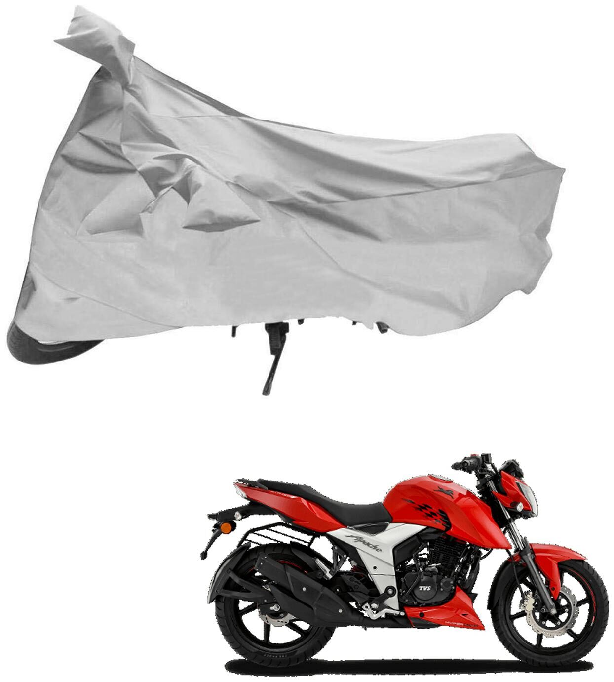 

AutoRetail UV Resistant Two Wheeler Polyster Cover for TVS Apache RTR (Mirror Pocket Silver Color)