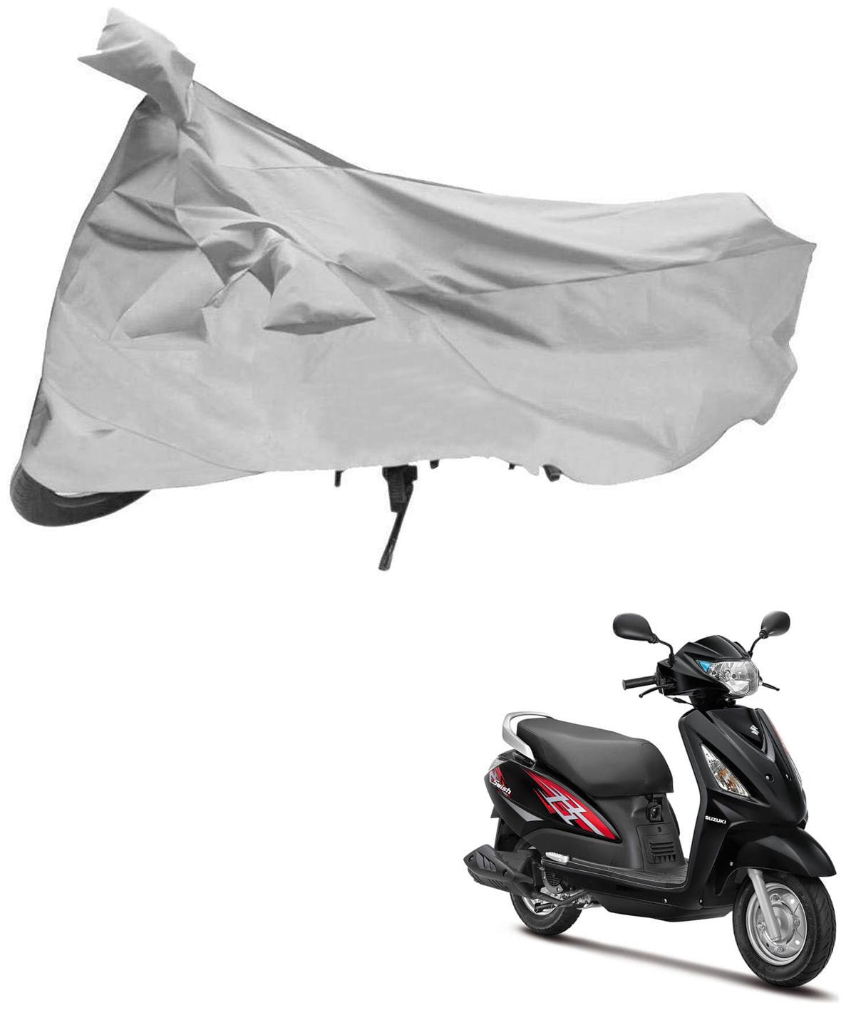 

AutoRetail UV Resistant Two Wheeler Polyster Cover for Suzuki Swish 125 Facelift (Mirror Pocket Silver Color)